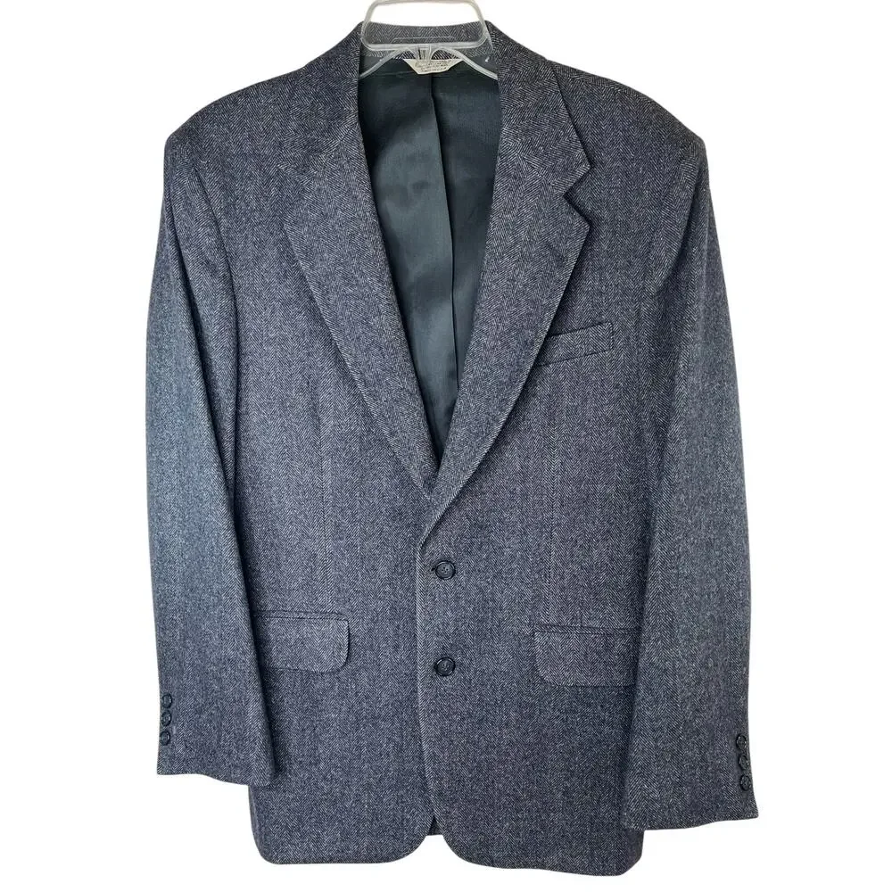 Vintage Savile Row for Lazarus men's 100% wool blazer, blue/white, size 40R, EUC